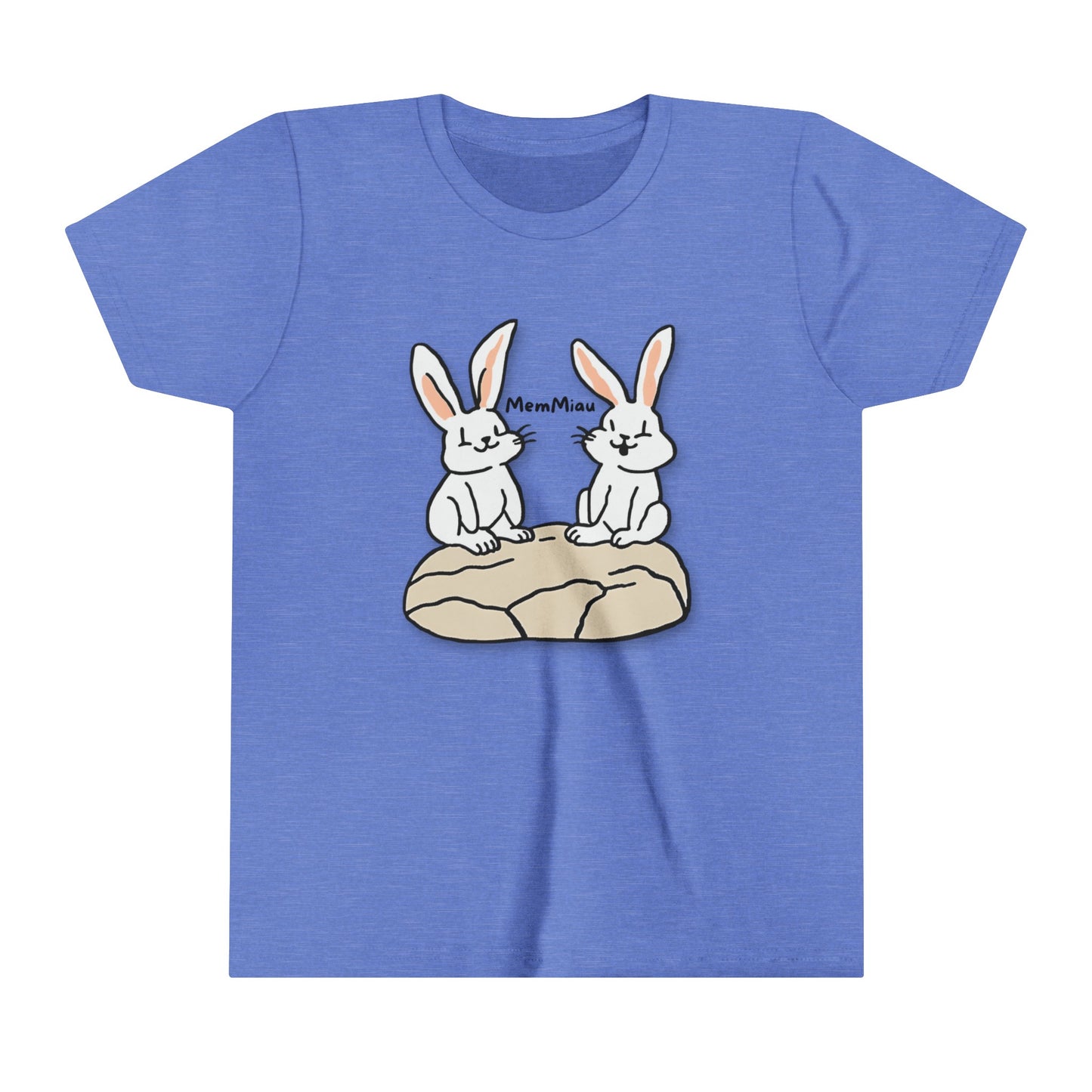 Kurzarm-T-Shirt mit zwei abenteuerlustigen Kaninchen Mem-Meow