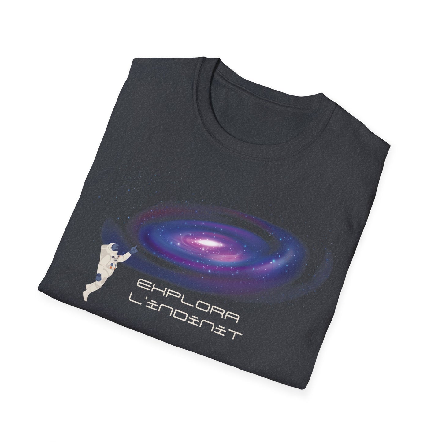 Unisex short-sleeved t-shirt, with a phrase in Catalan about the solar system.