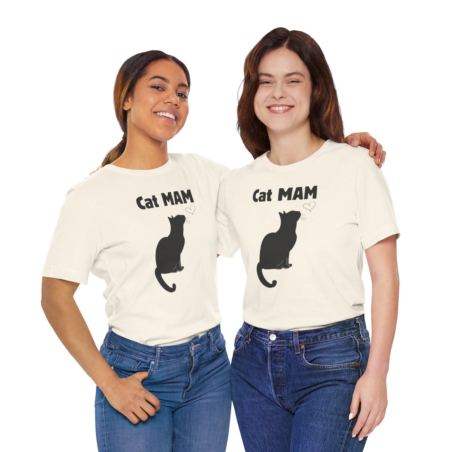 Camiseta manga corta con diseño de gato para mamás