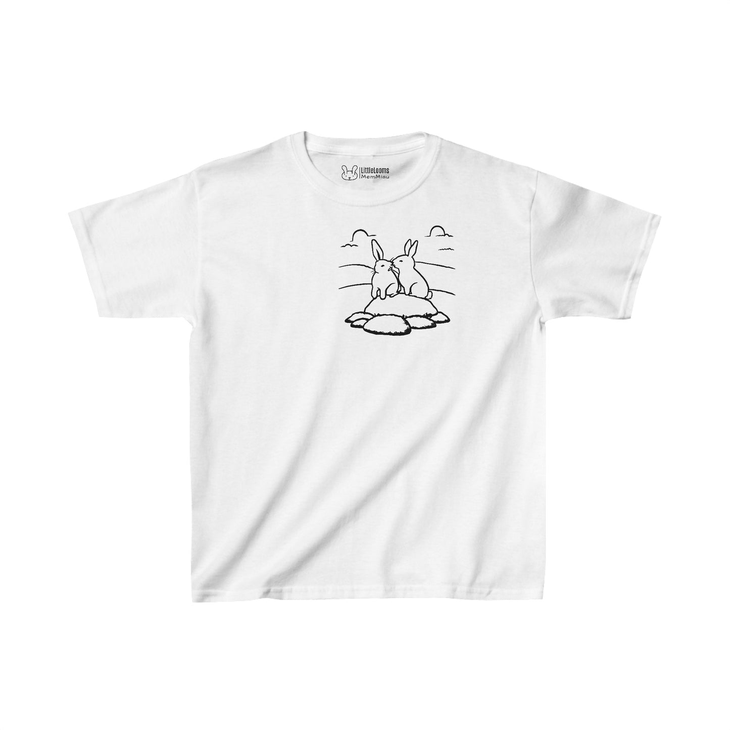 Kurzarm-T-Shirt mit zwei Hasen-Design (Taschenstil)
