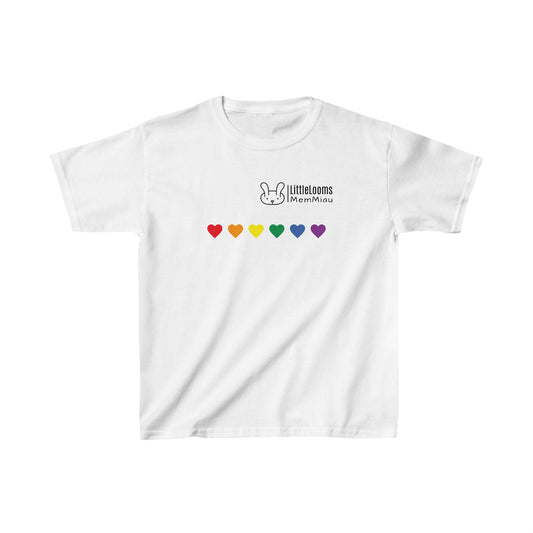Camiseta manga corta con corazones de colores unisex