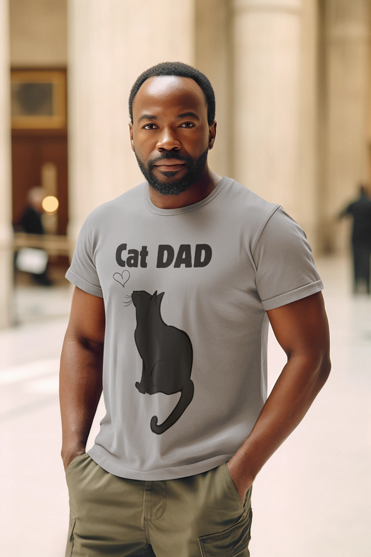 Kurzärmliges T-Shirt mit Katzenmotiv für Väter