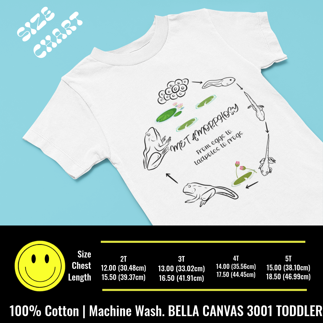 Frog in Metamorphosis Toddler T-Shirt, Unique Frog Transformation Design