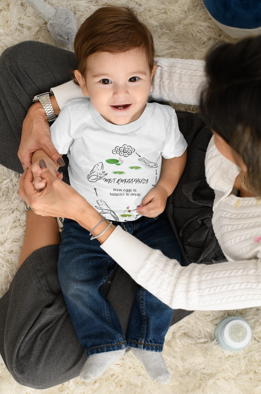 Frog in Metamorphosis Toddler T-Shirt, Unique Frog Transformation Design