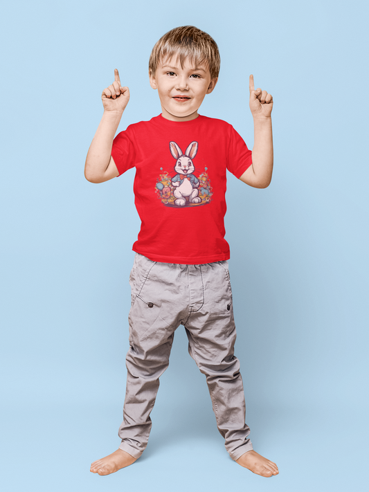 Unisex-Kurzarm-T-Shirt mit Kaninchen im Alice-im-Wunderland-Stil