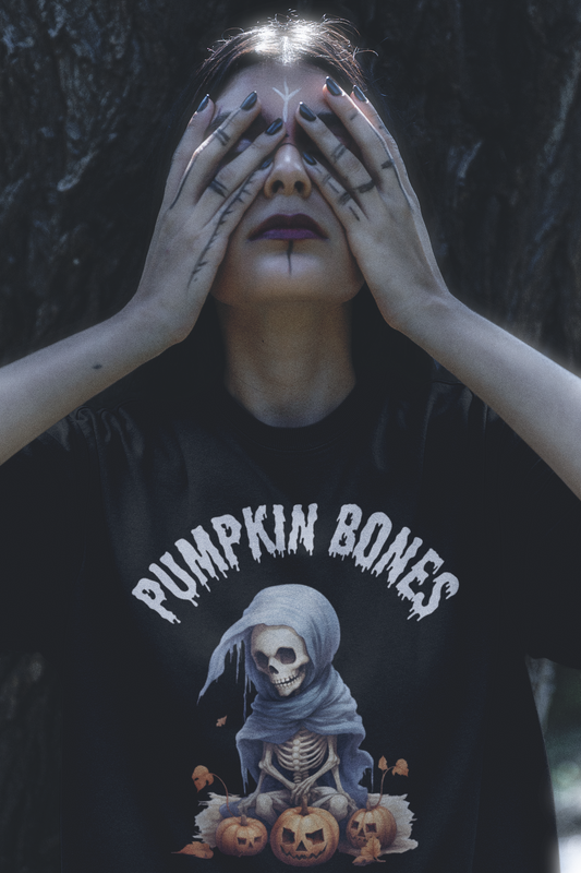 Pumpkin Bones T-Shirt: Skelette und Kürbisse Party
